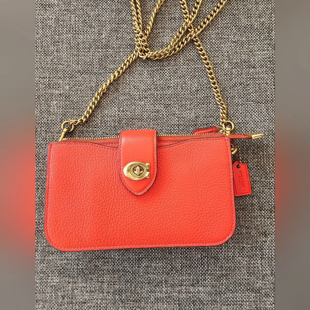 COACH PEBBLE LEATHER MINI CROSSBODY - Picture 1 of 7